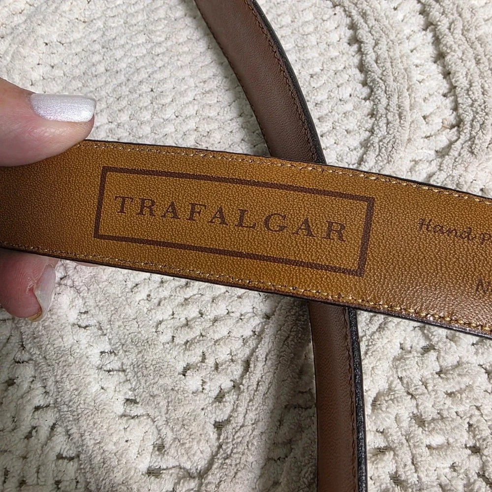 Trafalgar Belt Brown Cortina Leather Gold Buckle USA Classic Dress Mens 38